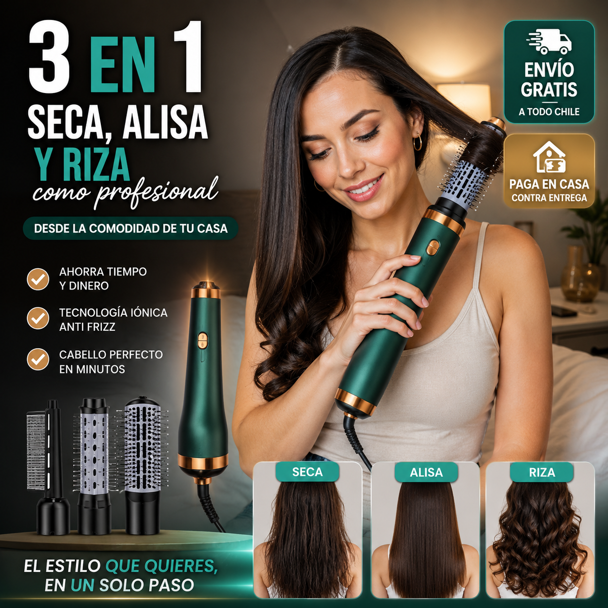 Cepillo de Pelo 3en1 cabezales